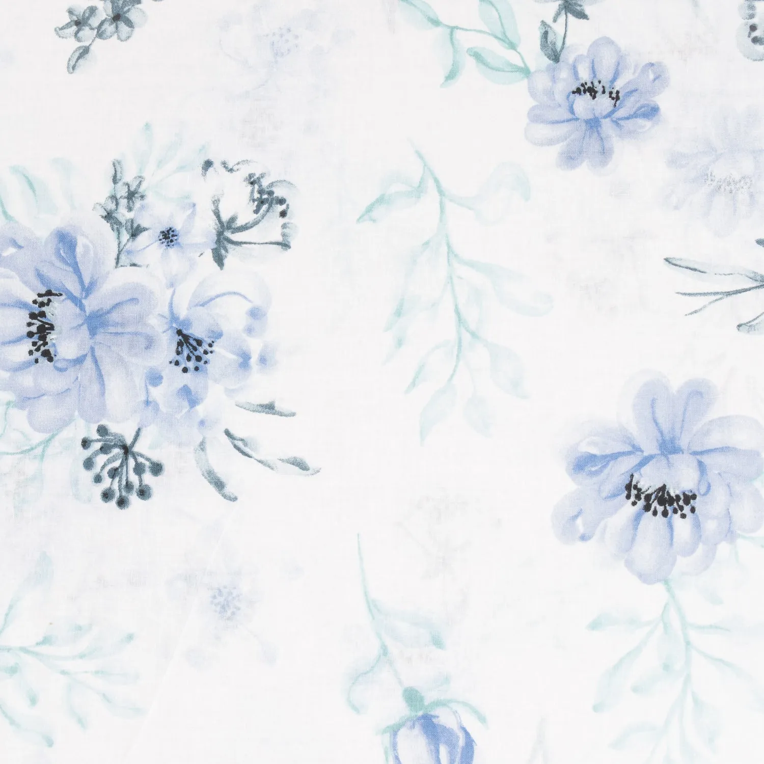 Sheeting Printed Cotton  Bouquet Blue 240cm