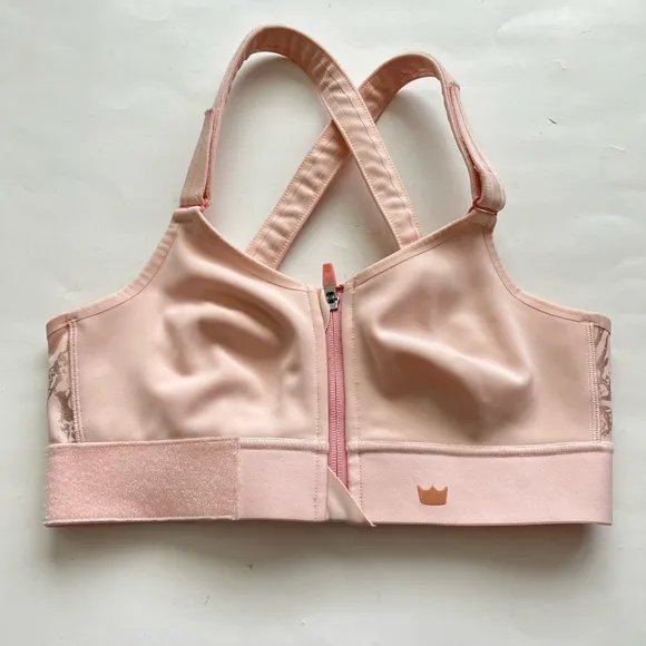 Shefit Flex Zip Front Velcro Adjustable Sports Bra Blush Rose Gold Medium
