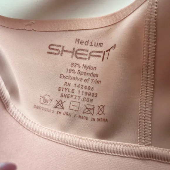 Shefit Flex Zip Front Velcro Adjustable Sports Bra Blush Rose Gold Medium