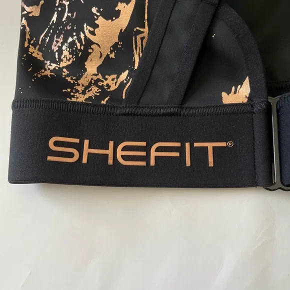 Shefit Flex Zipper Front Velcro Adjustable Metallic Splatter Sports Bra
