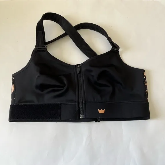 Shefit Flex Zipper Front Velcro Adjustable Metallic Splatter Sports Bra