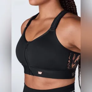 Shefit Flex Zipper Front Velcro Adjustable Metallic Splatter Sports Bra