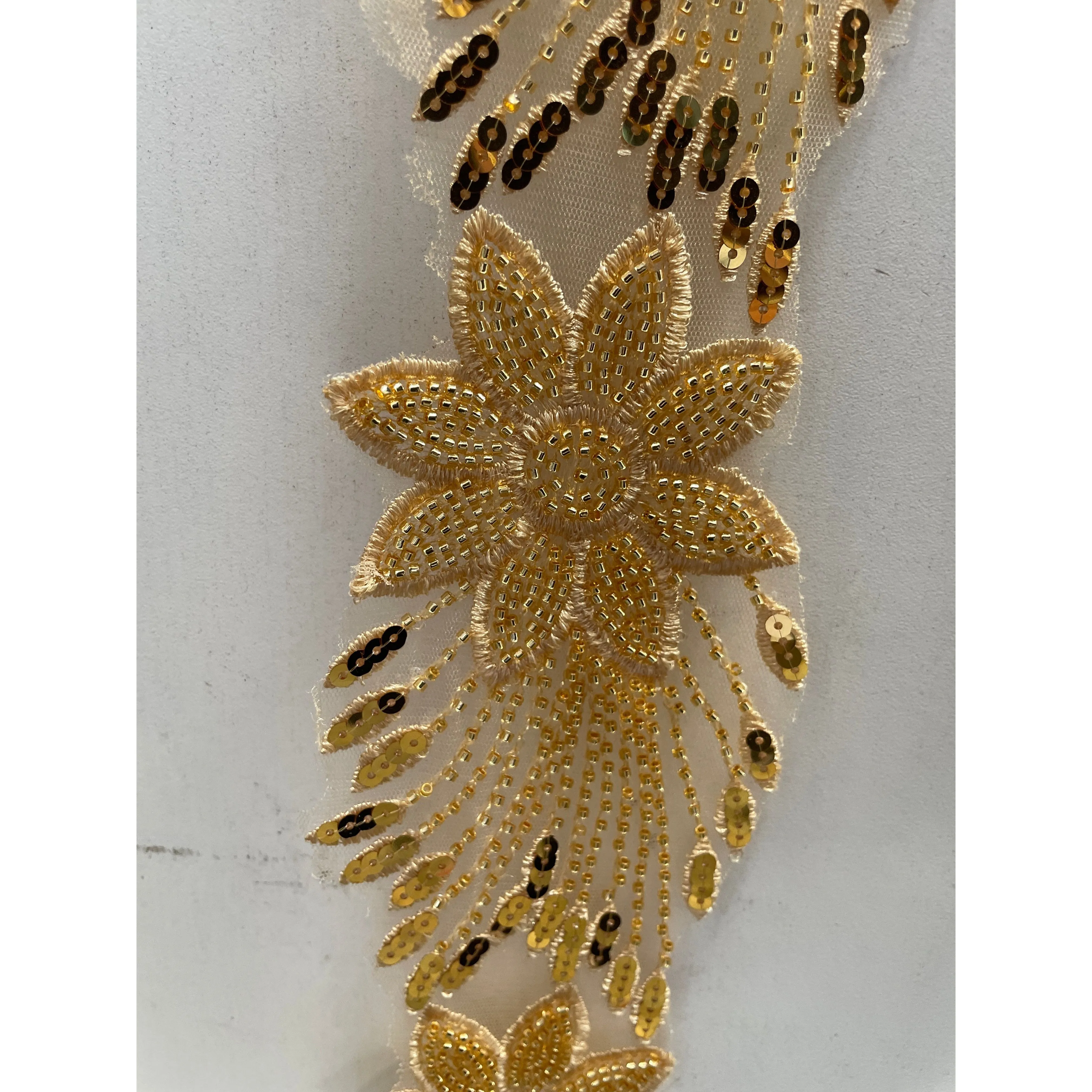 Silver hand beaded sequin appliqué (trim)