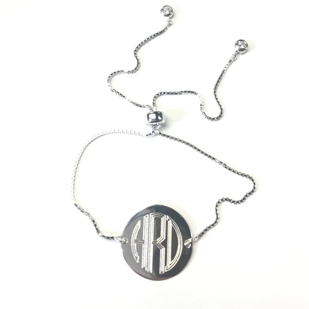 Silver Round Monogram Tassel Bracelet