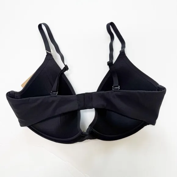 Skims‎ Plunge Scoop Fits Everybody Black Onyx Bra 34D