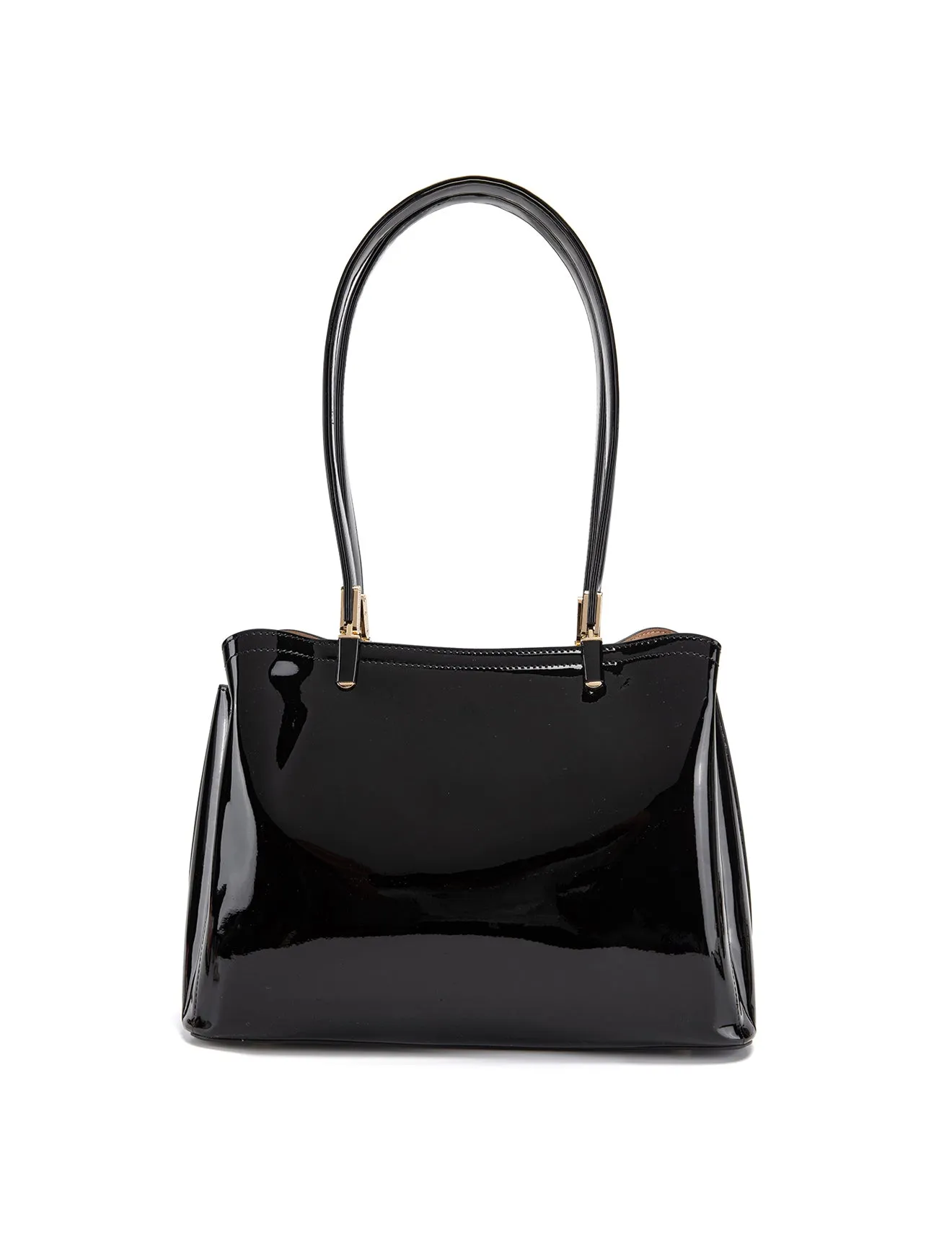 SOFIA VEGAN PATENT TRIPLE COMPARTMENT BAG- XB-2414-BLK-SALE