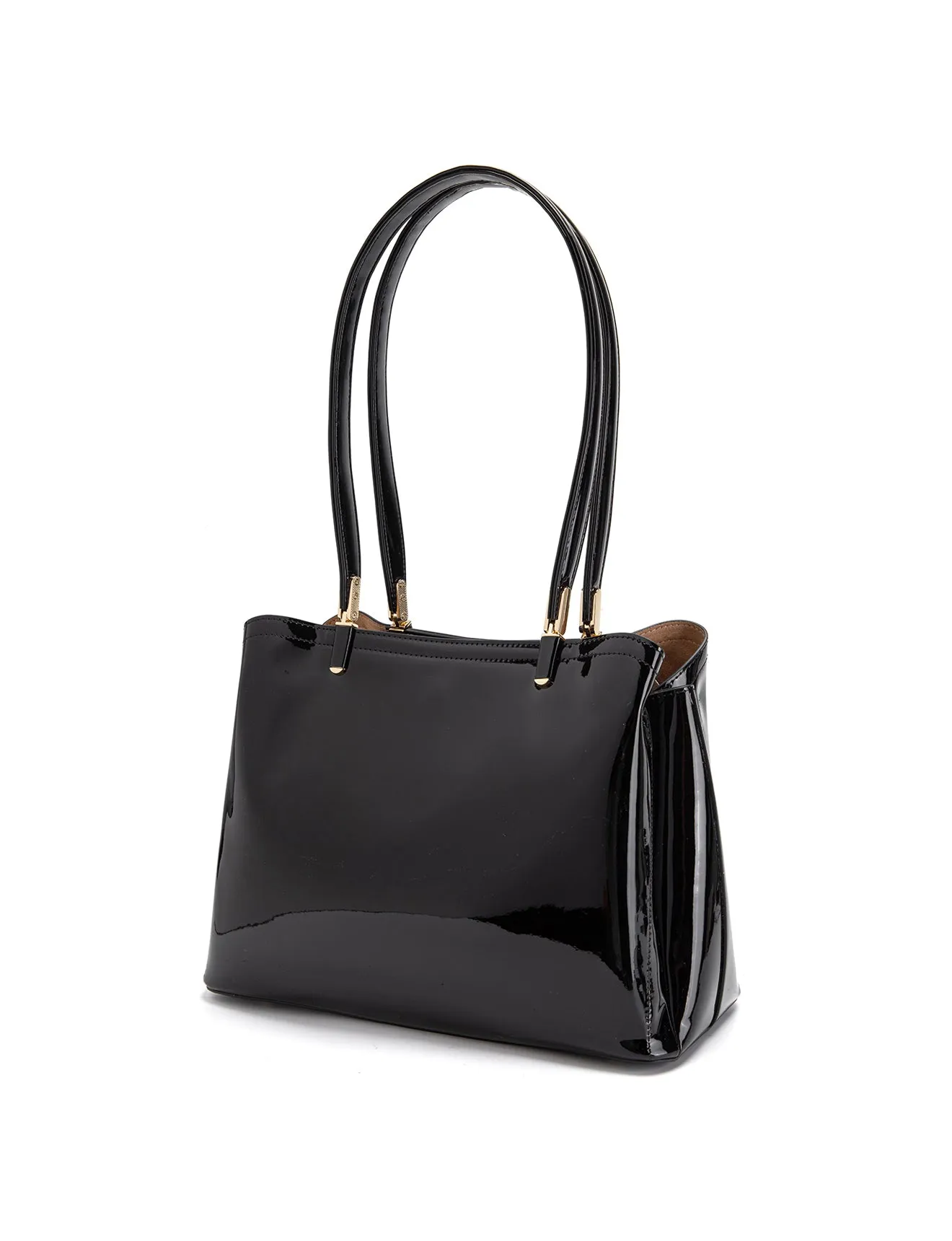 SOFIA VEGAN PATENT TRIPLE COMPARTMENT BAG- XB-2414-BLK-SALE