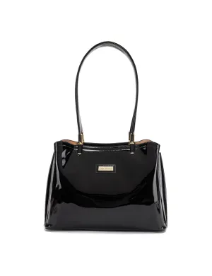 SOFIA VEGAN PATENT TRIPLE COMPARTMENT BAG- XB-2414-BLK-SALE