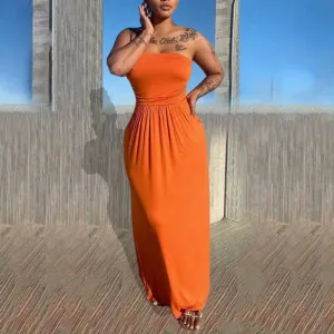 Solid Off Shoulder Loose Maxi Dress