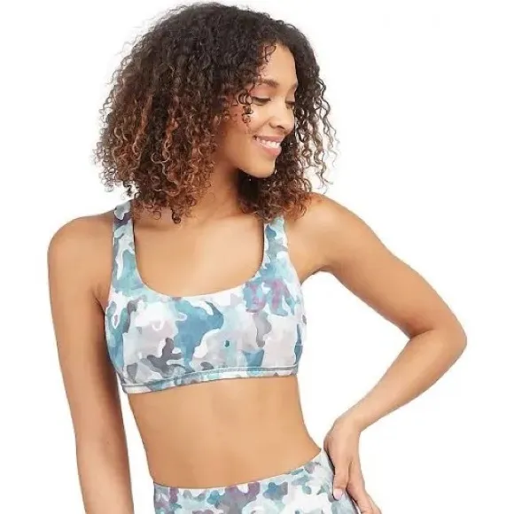 SPANX New Printed Low Impact Sports Bra M Camo
