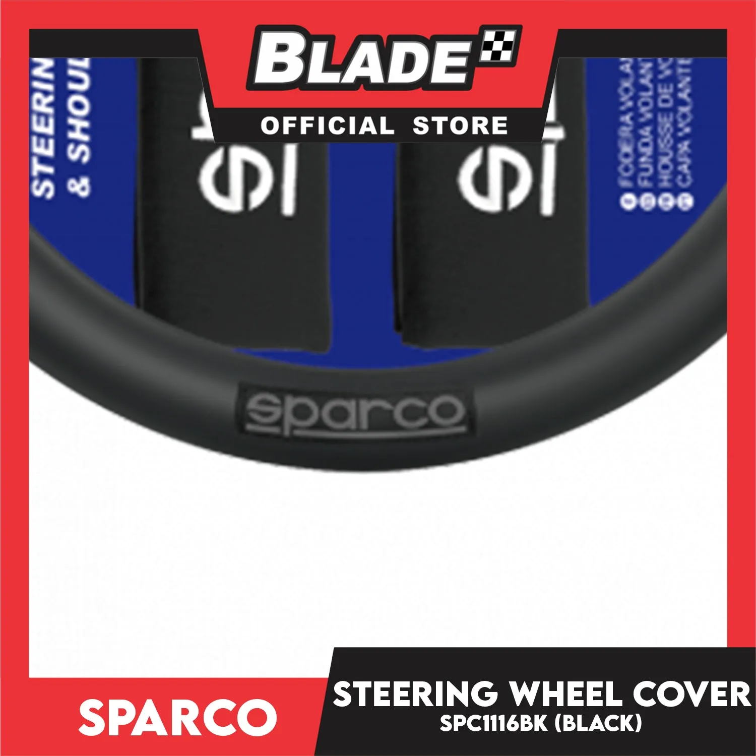 Sparco Steering Wheel Cover & Shoulder Pad SPC1116BK (Black) for Toyota, Mitsubishi, Honda, Hyundai, Ford, Nissan, Suzuki, Isuzu, Kia, MG and more