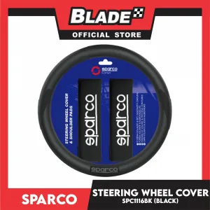 Sparco Steering Wheel Cover & Shoulder Pad SPC1116BK (Black) for Toyota, Mitsubishi, Honda, Hyundai, Ford, Nissan, Suzuki, Isuzu, Kia, MG and more