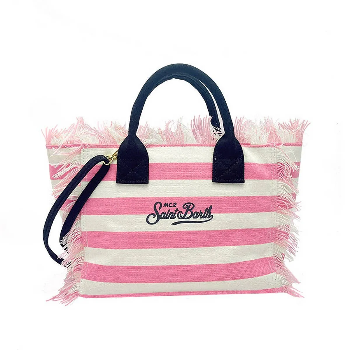 St. Barth's Striped Canvas Tote – Pink & White