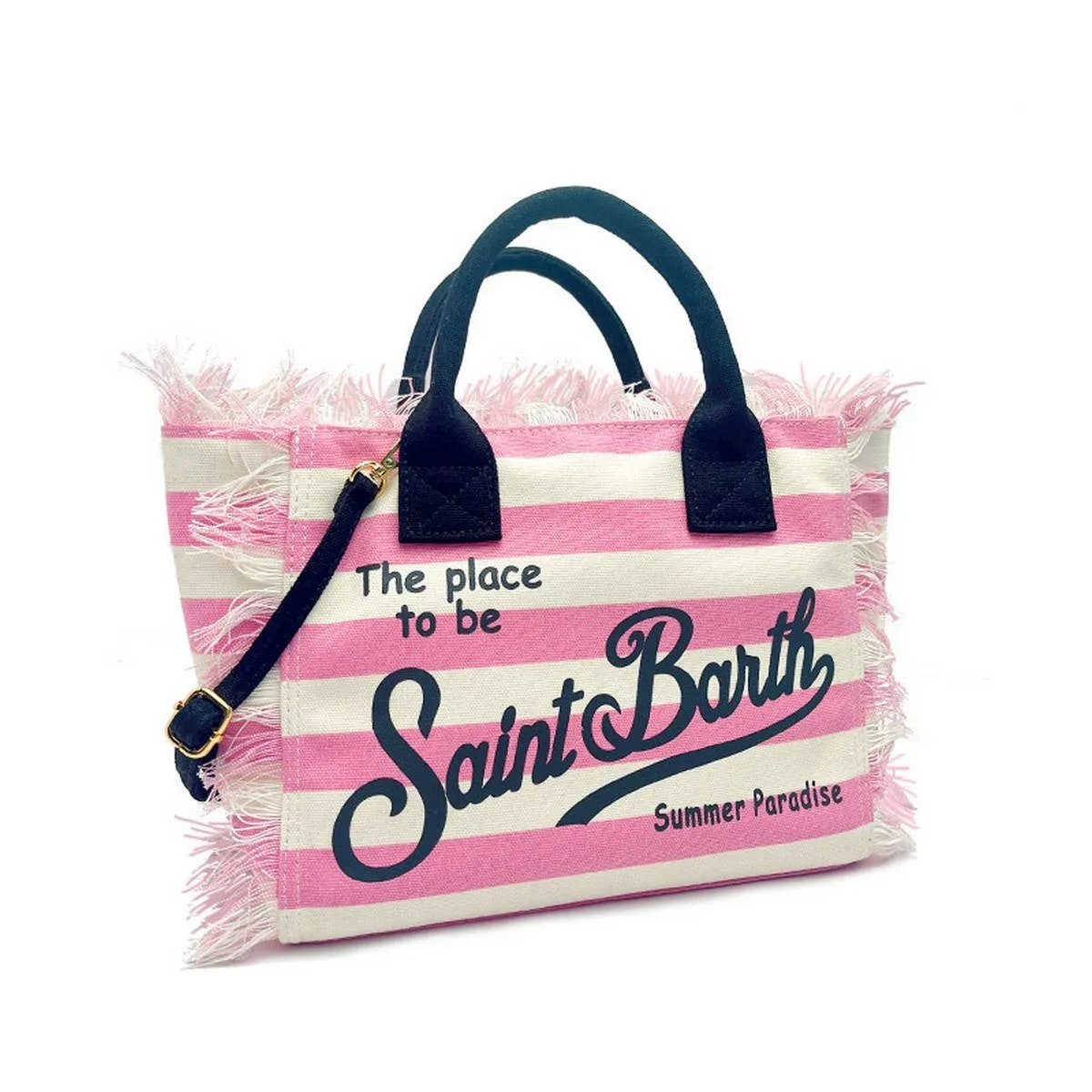 St. Barth's Striped Canvas Tote – Pink & White