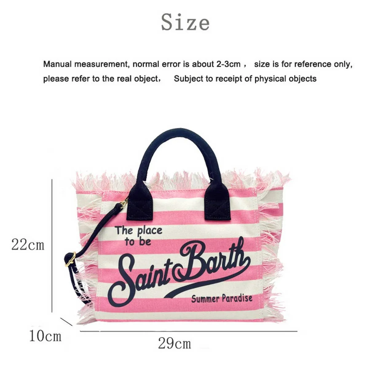 St. Barth's Striped Canvas Tote – Pink & White
