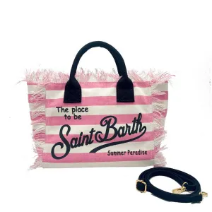 St. Barth's Striped Canvas Tote – Pink & White
