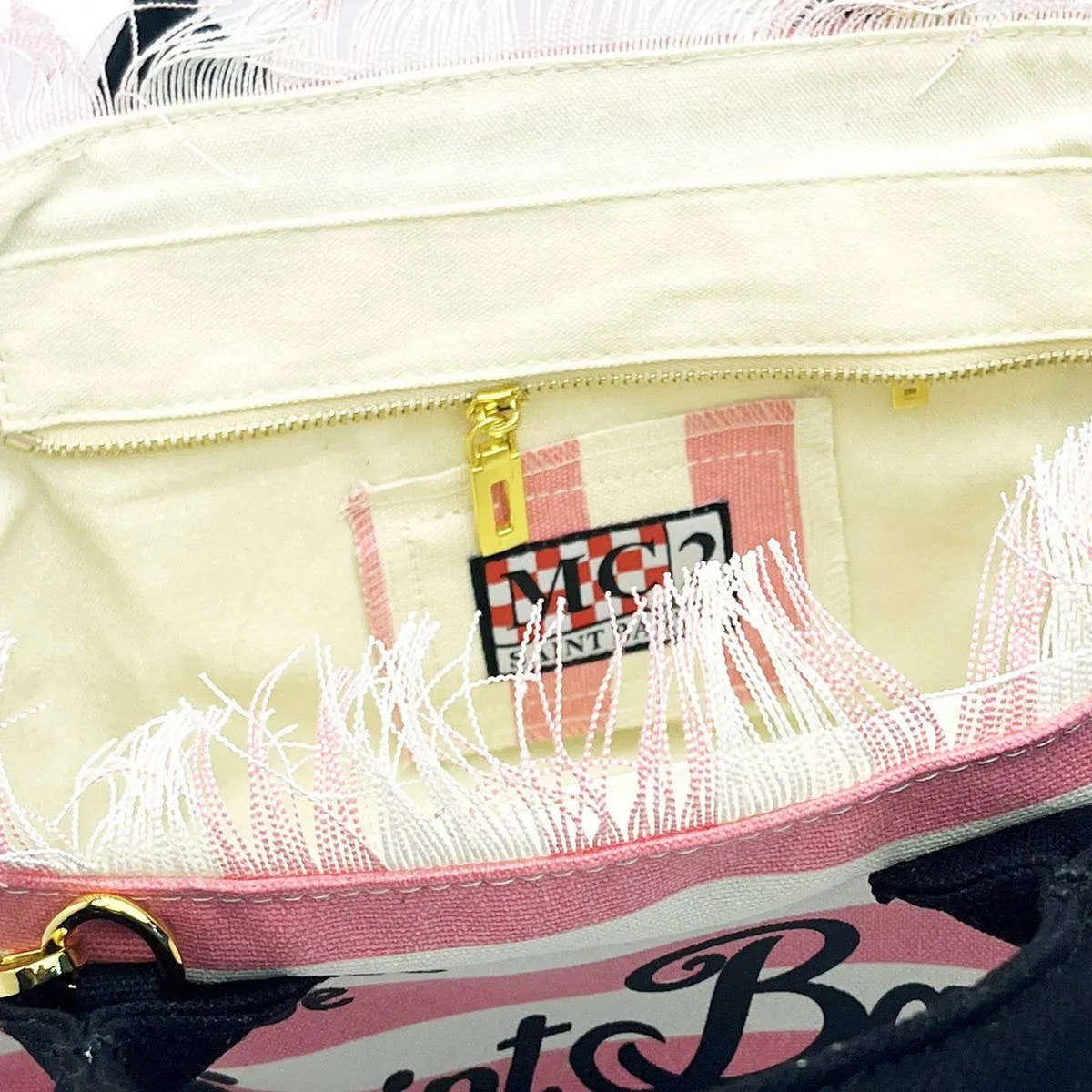 St. Barth's Striped Canvas Tote – Pink & White