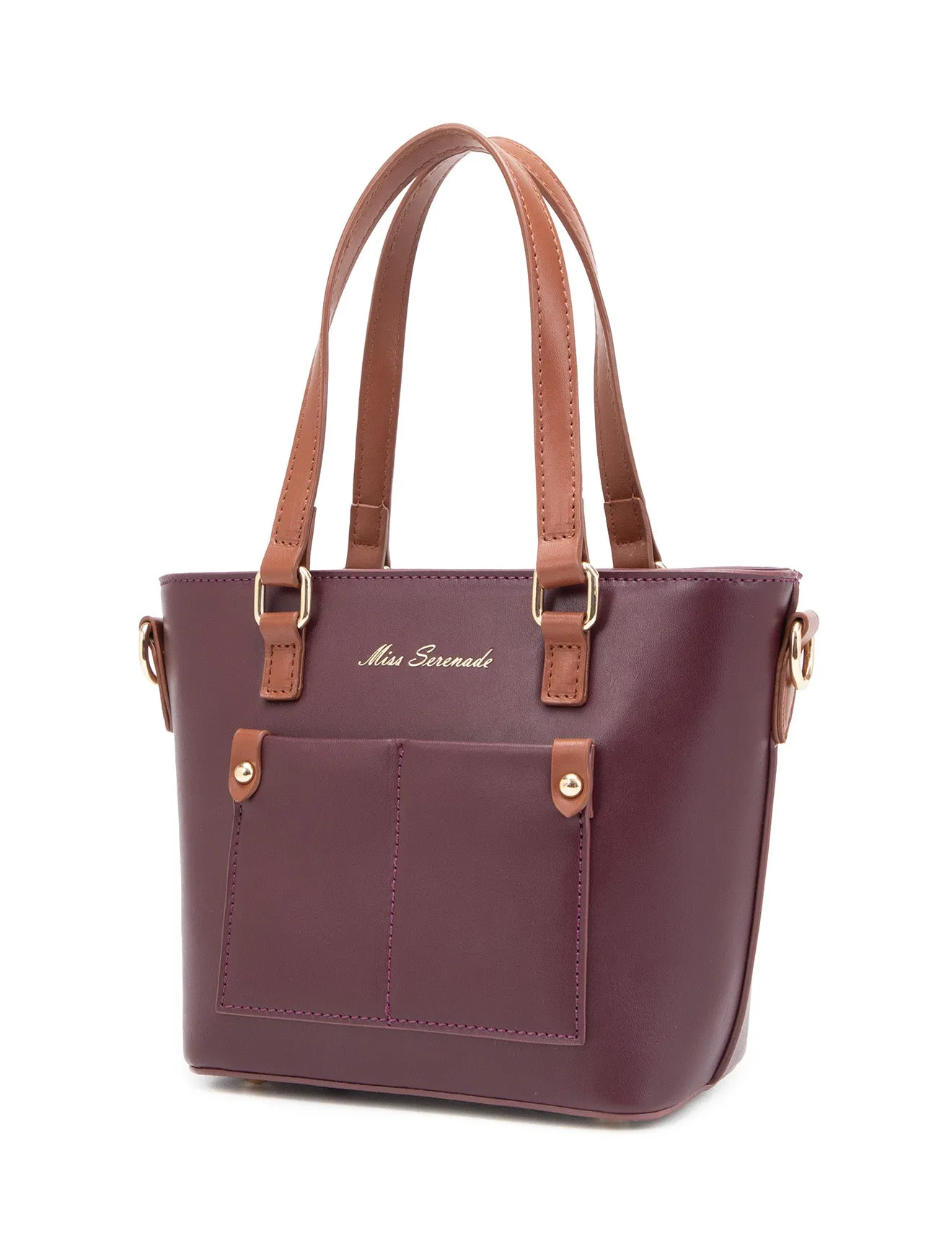 STELLA 2 PIECE VEGAN TOTE SET- XB-2335-CHOC/TAN- SALE