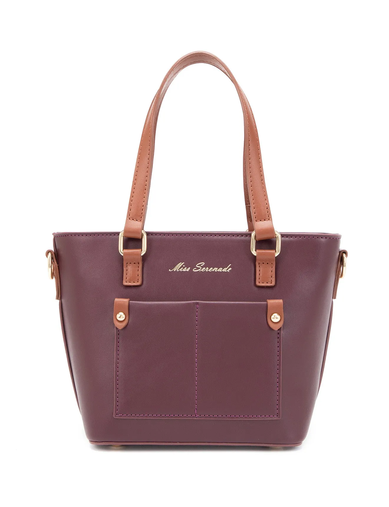 STELLA 2 PIECE VEGAN TOTE SET- XB-2335-CHOC/TAN- SALE