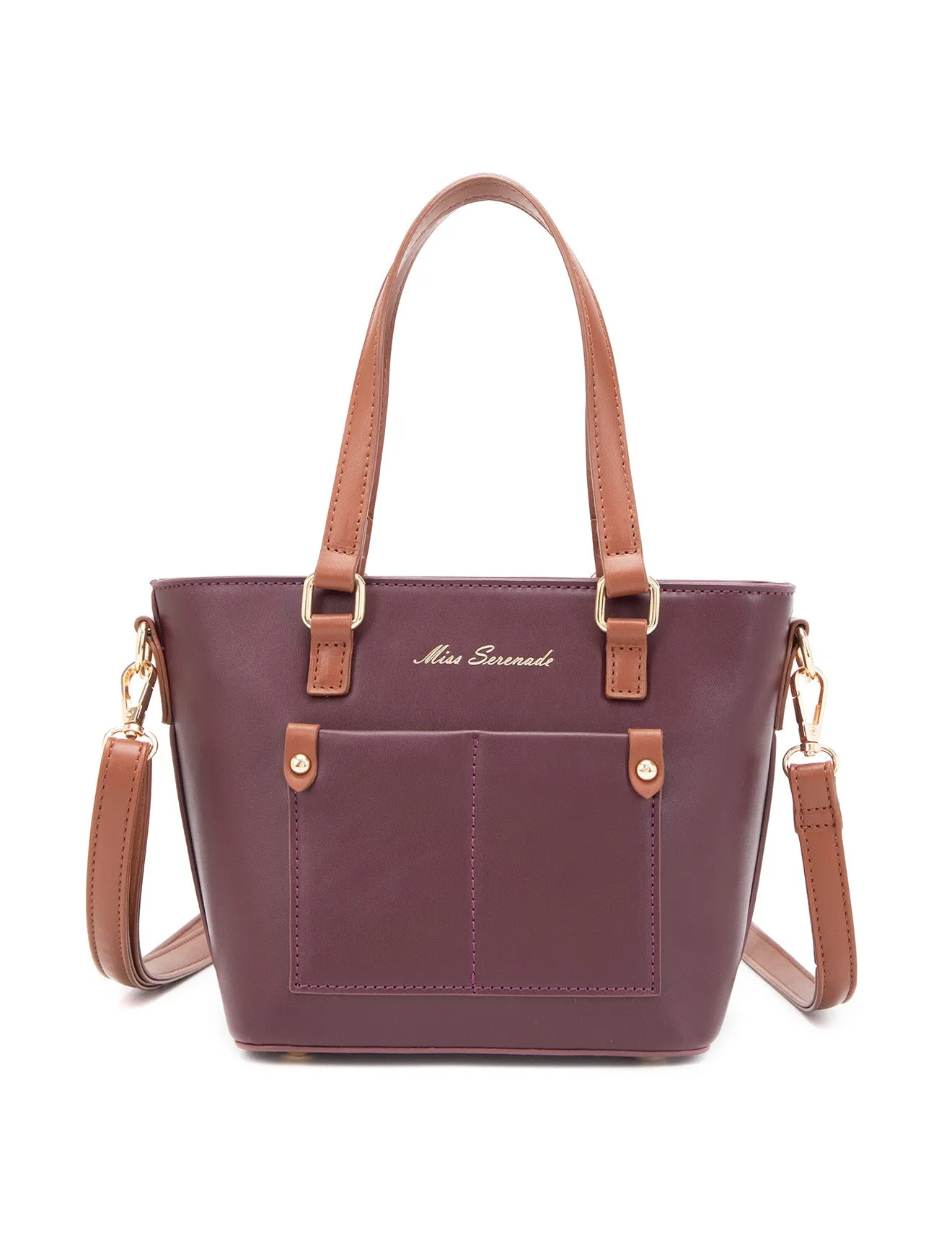 STELLA 2 PIECE VEGAN TOTE SET- XB-2335-CHOC/TAN- SALE