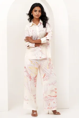 Stone Essence Hand Marble Printed Modal Silk Co-Ord Set
