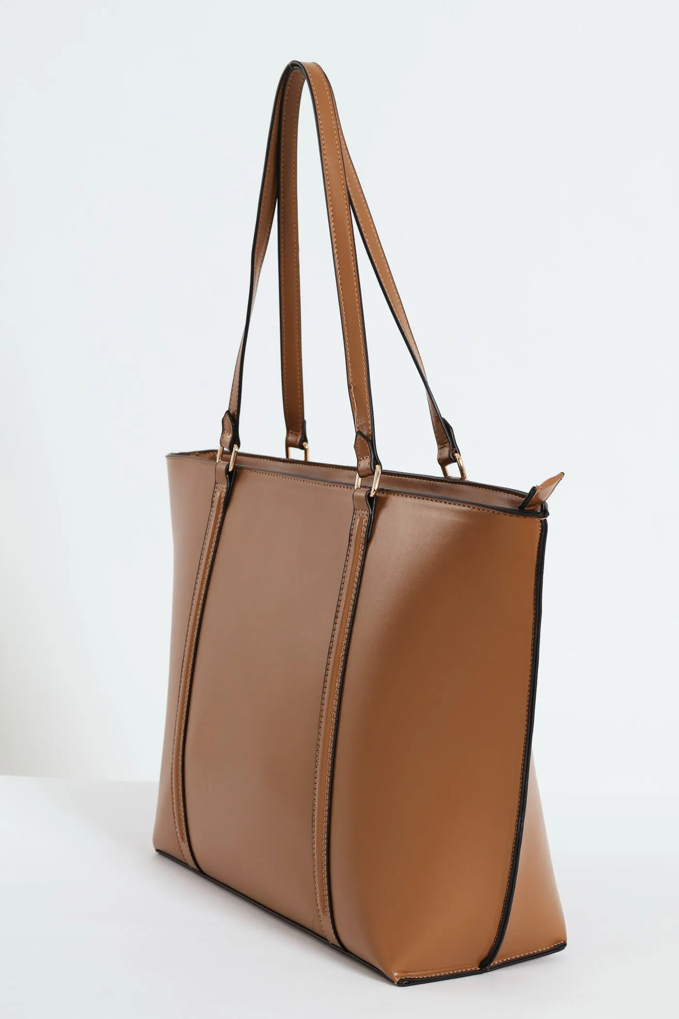 Strap Detailed Shopper Bag - Chocolate