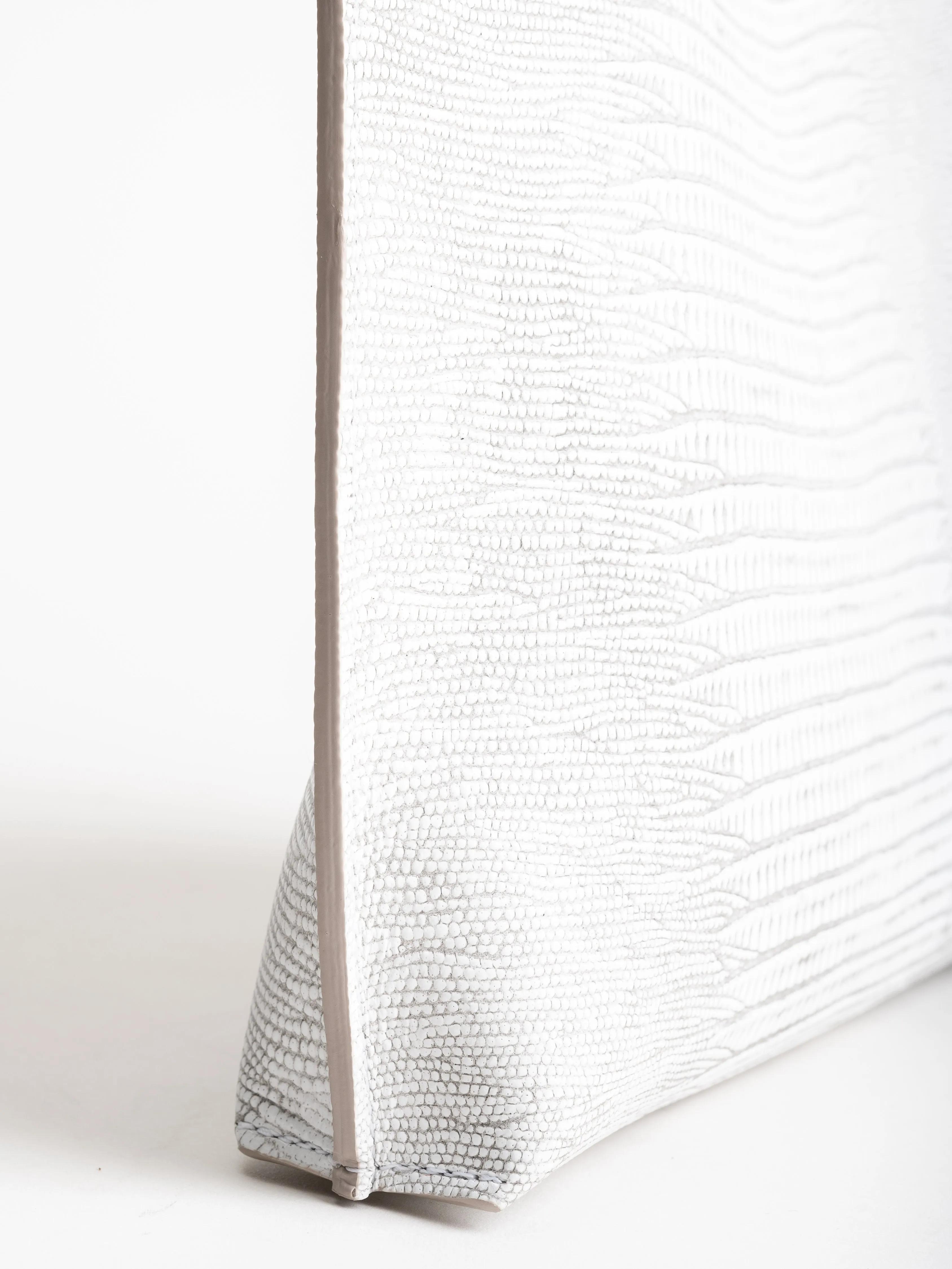 strappy pouch - white embossed lizard