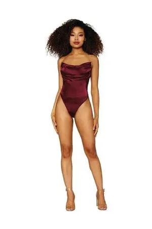 Stretch Satin Cowl Neck Teddy