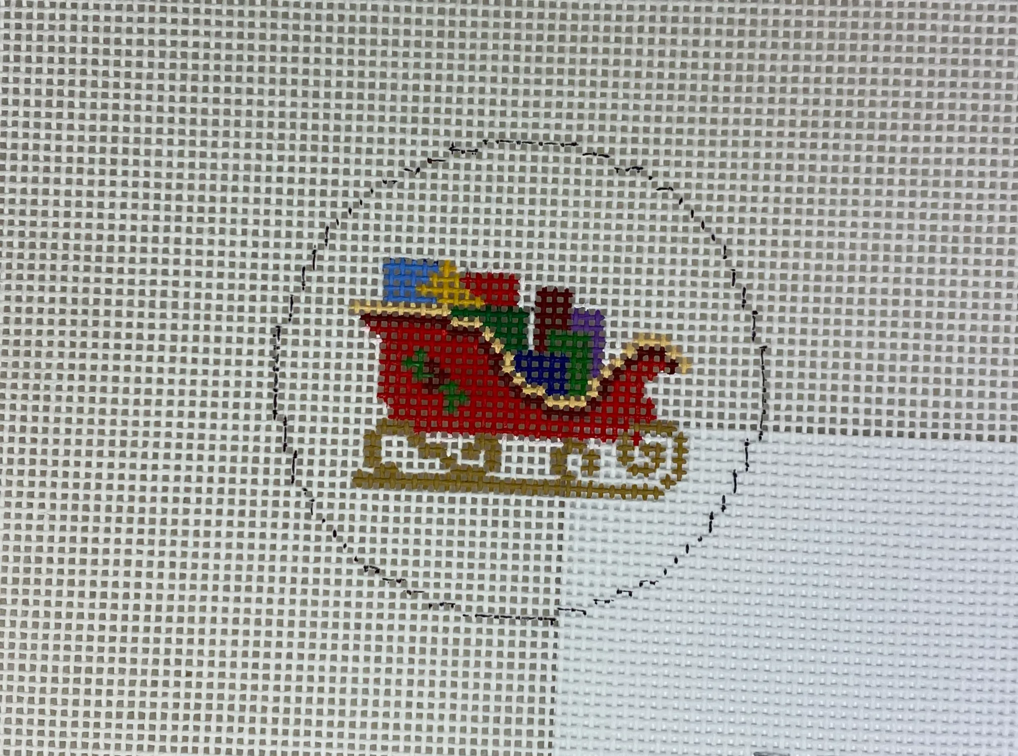 Susan Roberts Needlepoint 5911 Sleigh with presents