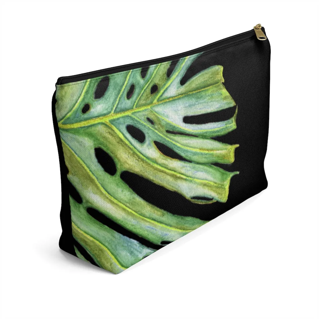 T-Bottom Accessory Bag:  Monstera Leaf - Black