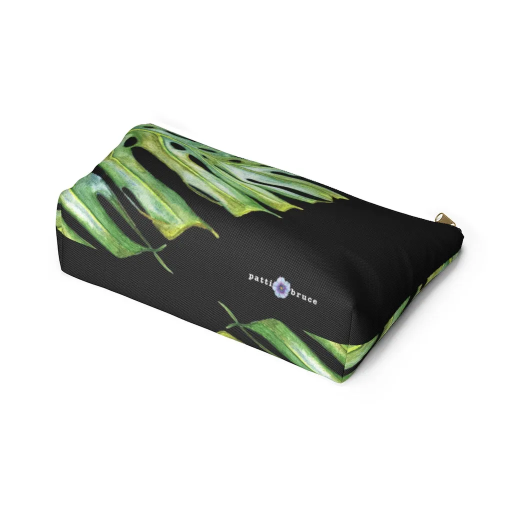 T-Bottom Accessory Bag:  Monstera Leaf - Black