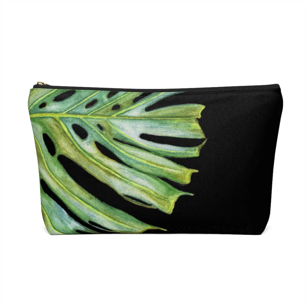 T-Bottom Accessory Bag:  Monstera Leaf - Black