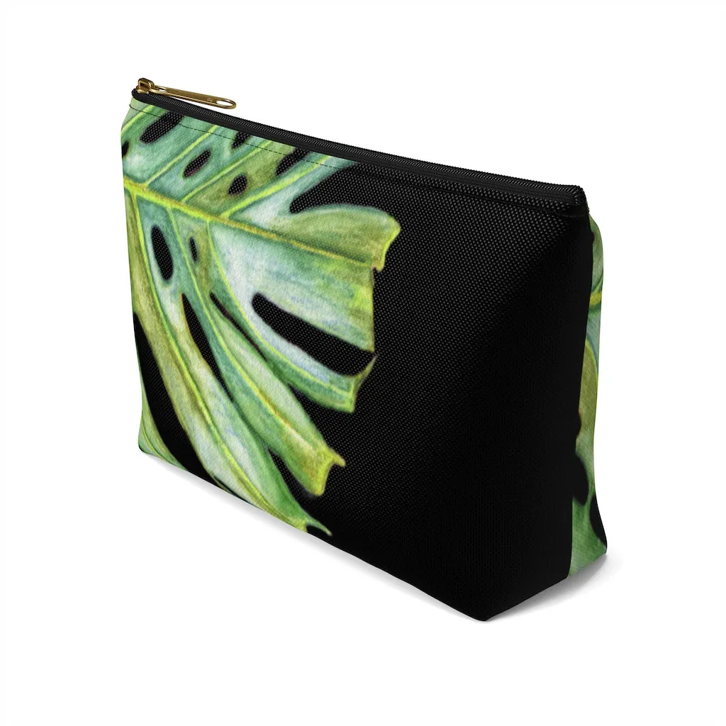 T-Bottom Accessory Bag:  Monstera Leaf - Black