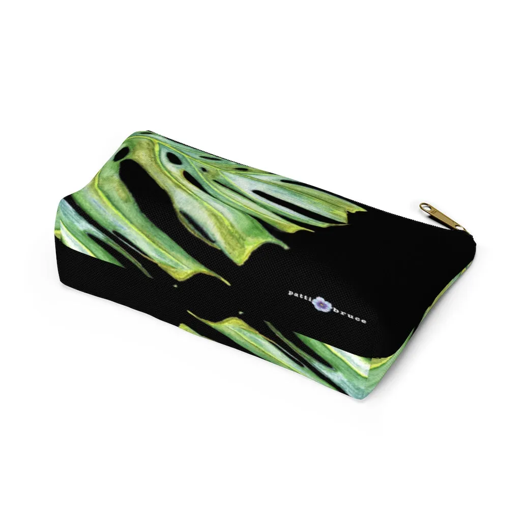 T-Bottom Accessory Bag:  Monstera Leaf - Black