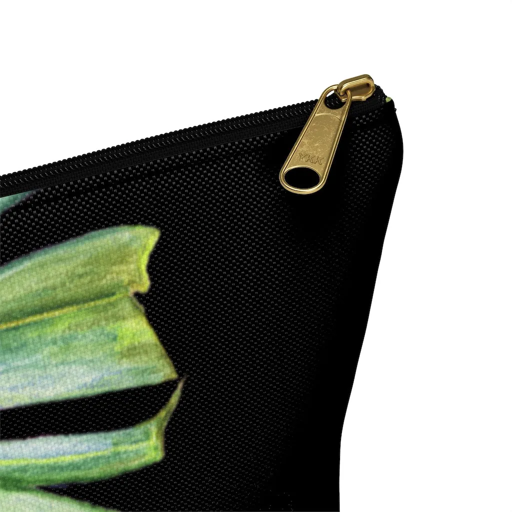 T-Bottom Accessory Bag:  Monstera Leaf - Black