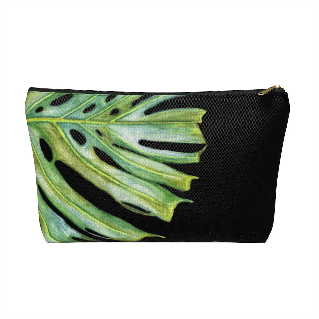 T-Bottom Accessory Bag:  Monstera Leaf - Black