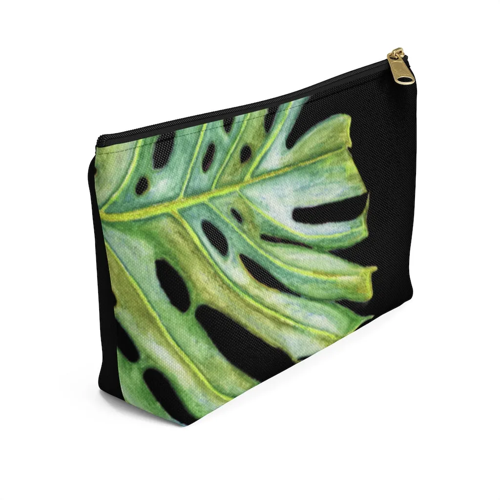 T-Bottom Accessory Bag:  Monstera Leaf - Black