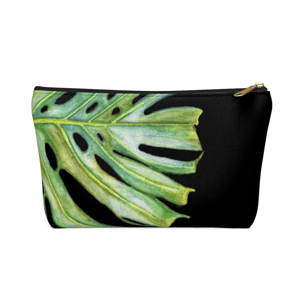 T-Bottom Accessory Bag:  Monstera Leaf - Black