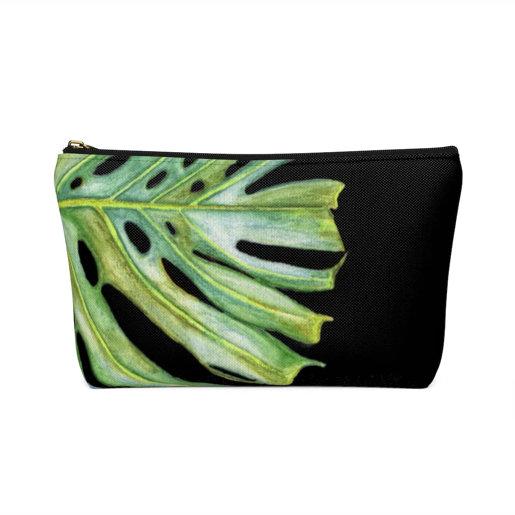 T-Bottom Accessory Bag:  Monstera Leaf - Black
