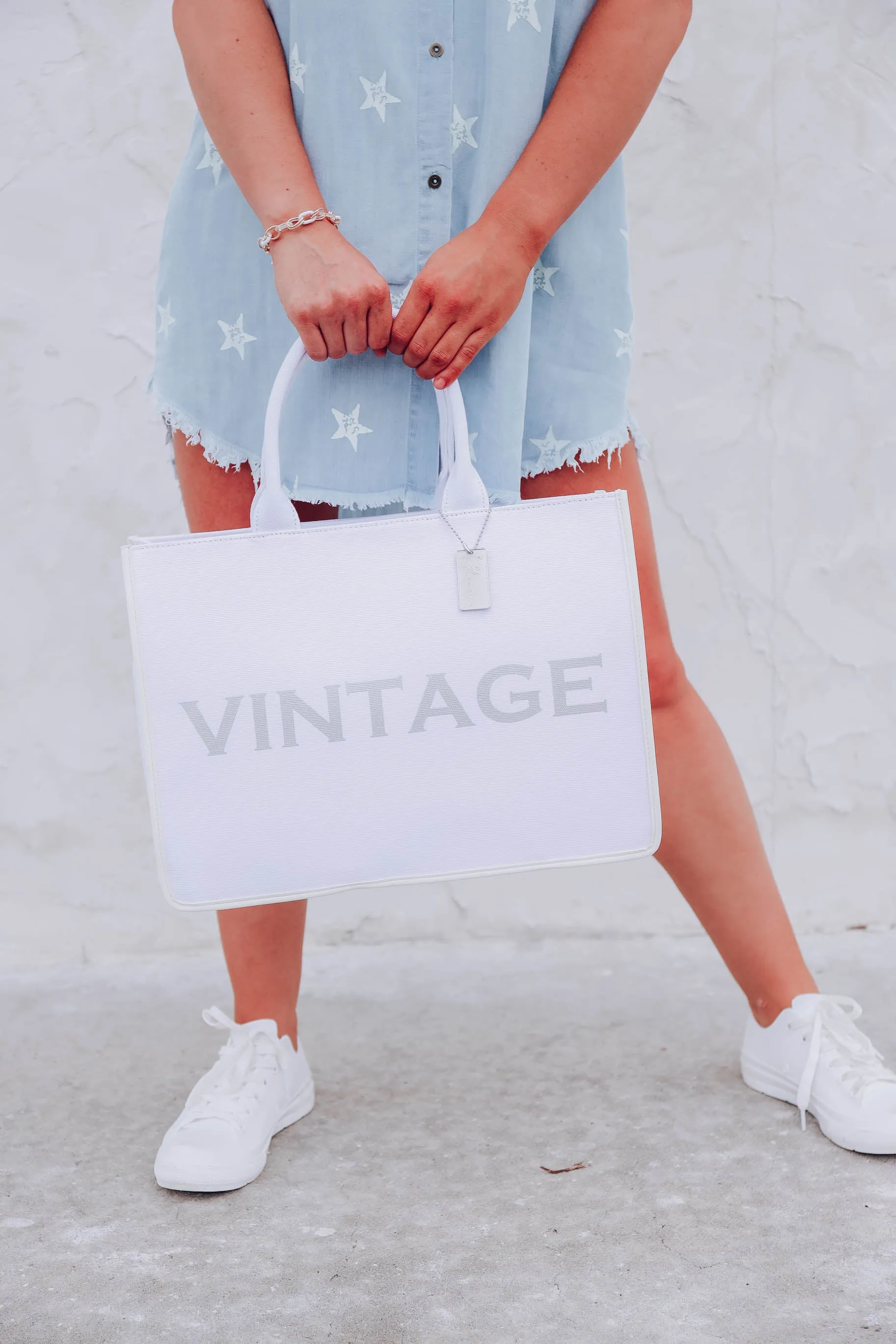 The Madison Tote By Vintage Havana - White