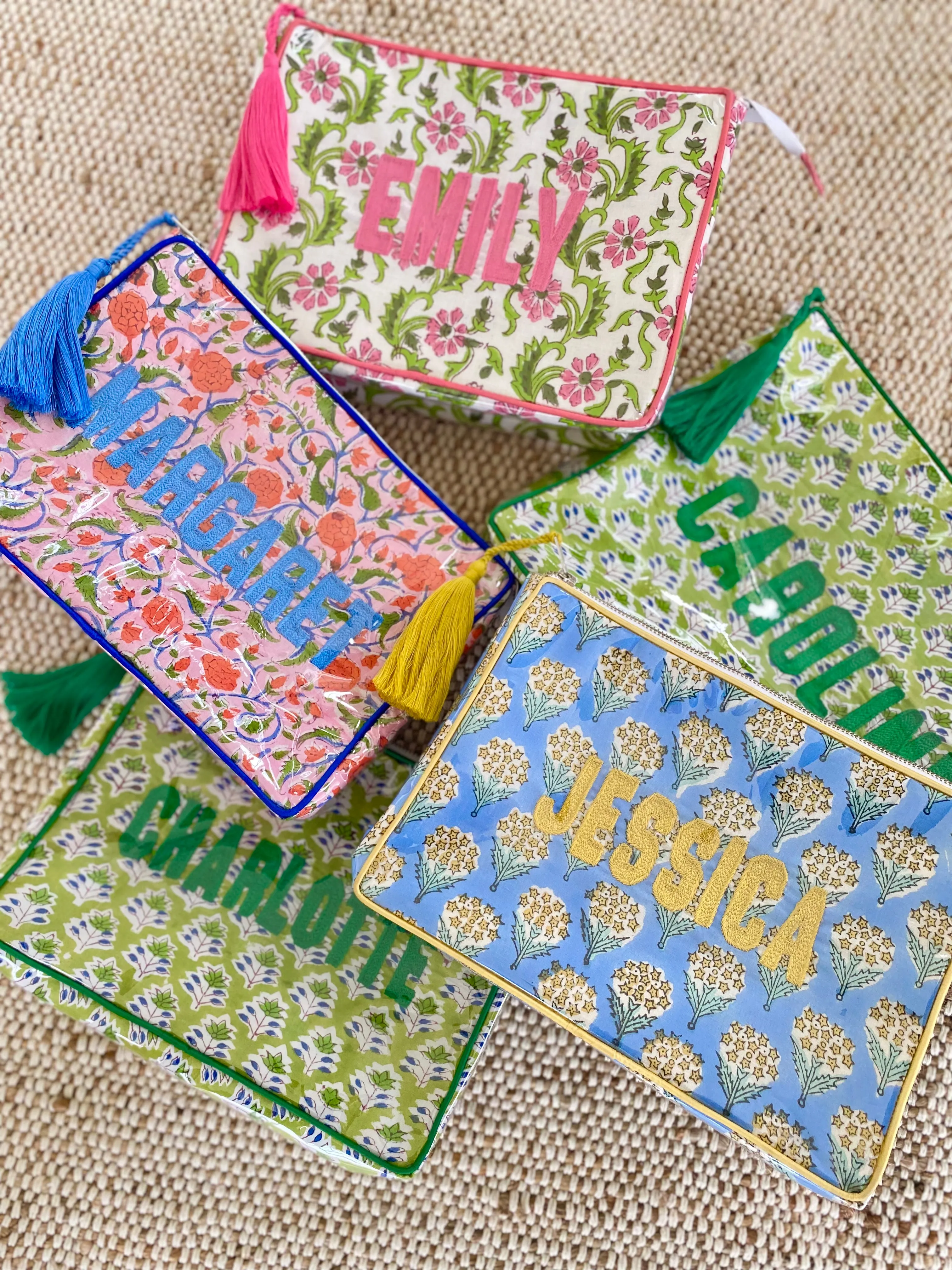 The OG India Bag - Blue and Yellow - Monogrammed