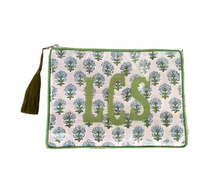 The OG India Bag - Pale Gray-Blue and Green - Monogrammed