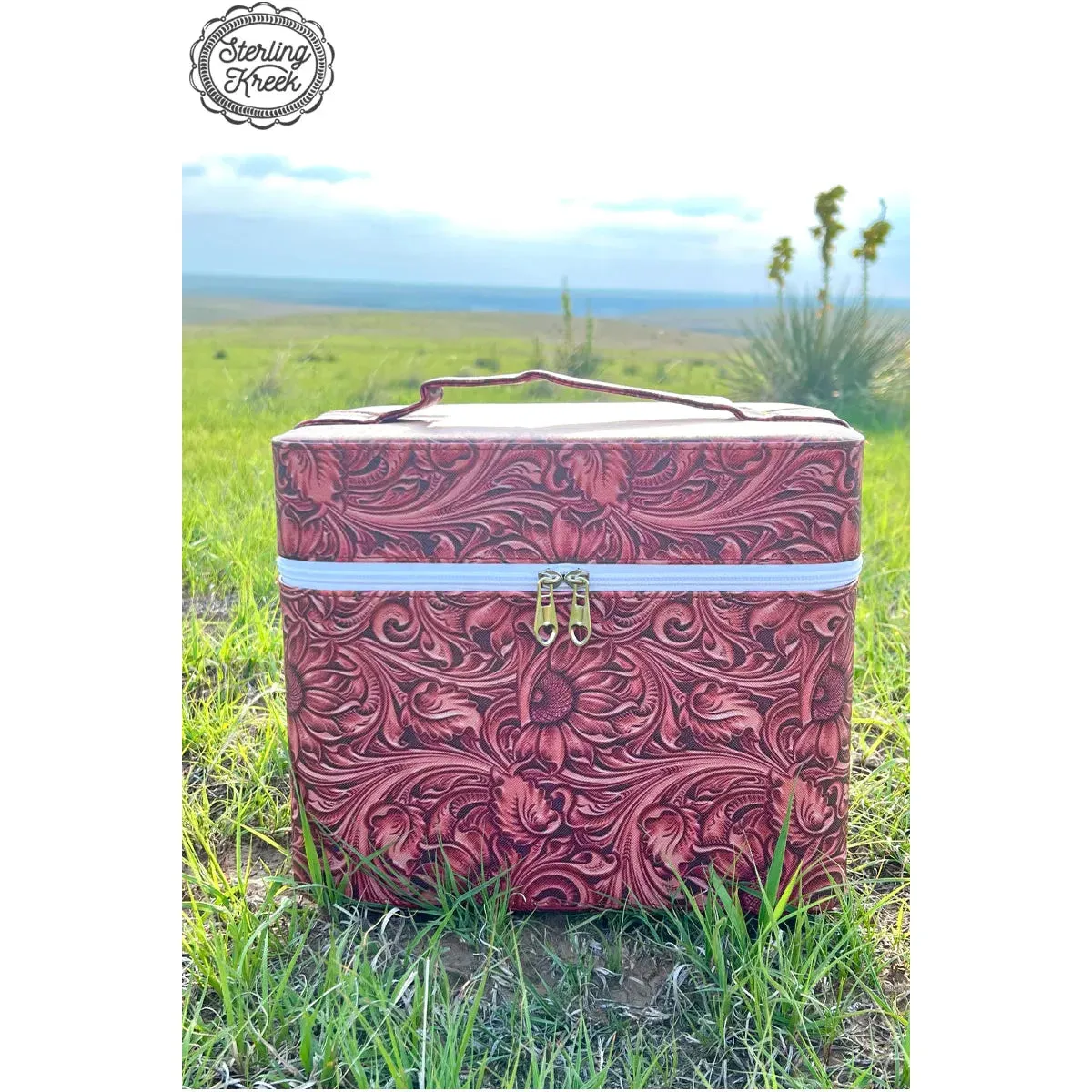 Tooled leather print Makeup box