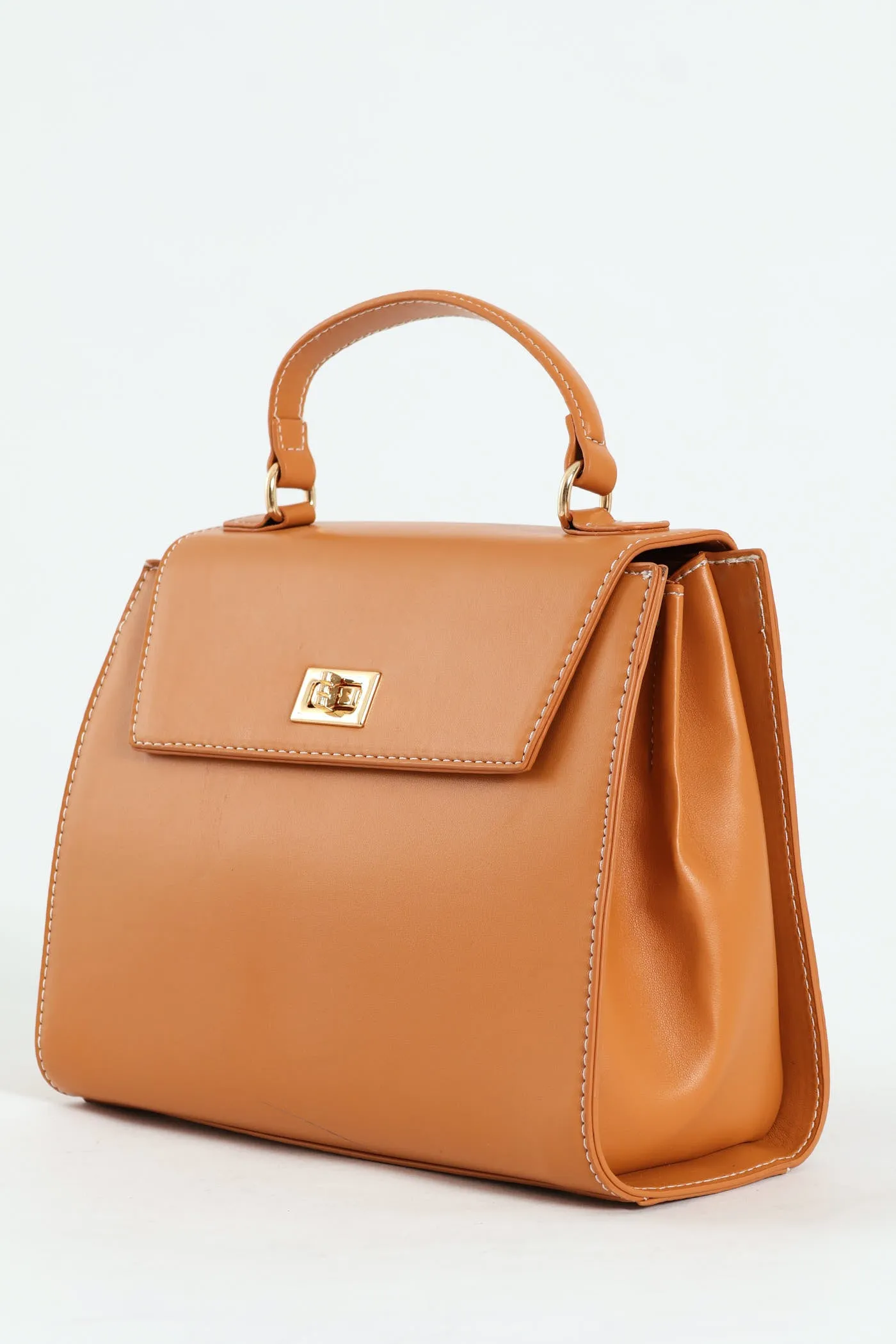 Top Handle Satchel - Tan