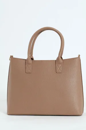 Top Handle Tote With Tab - Sand