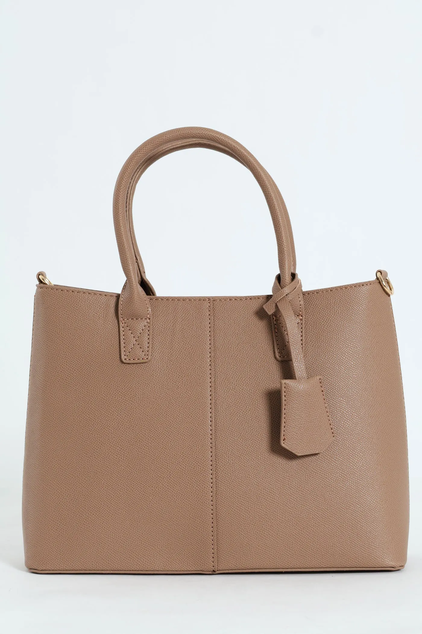 Top Handle Tote With Tab - Sand