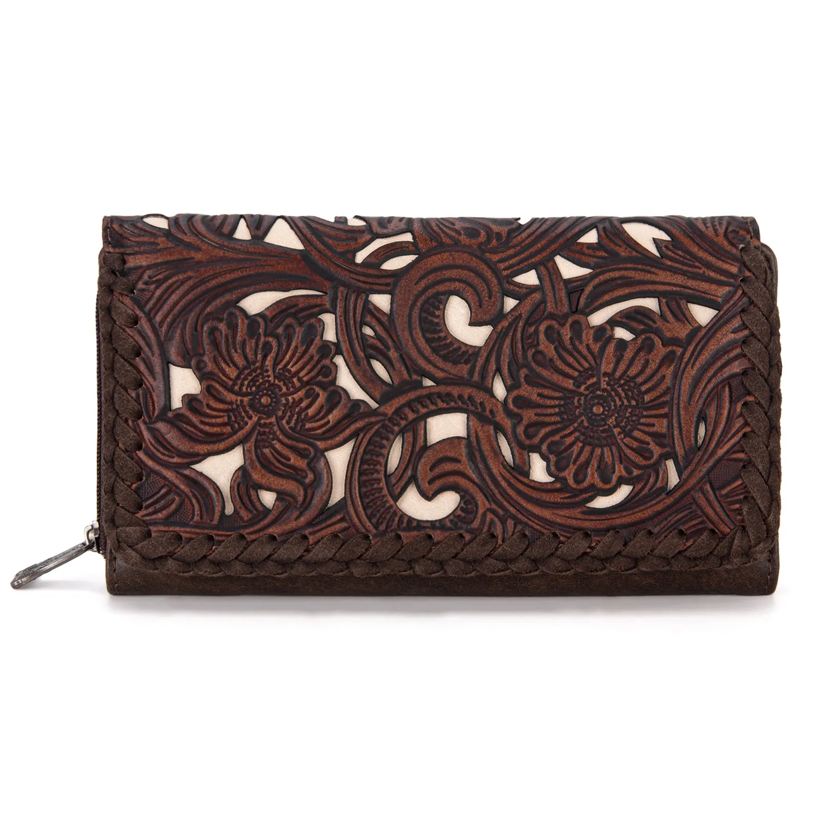 TR186-W010  Trinity Ranch Floral Tooled Collection Wallet