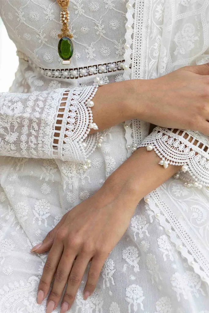 Traditional White Chikankari Suit for Pakistani Eid Dress