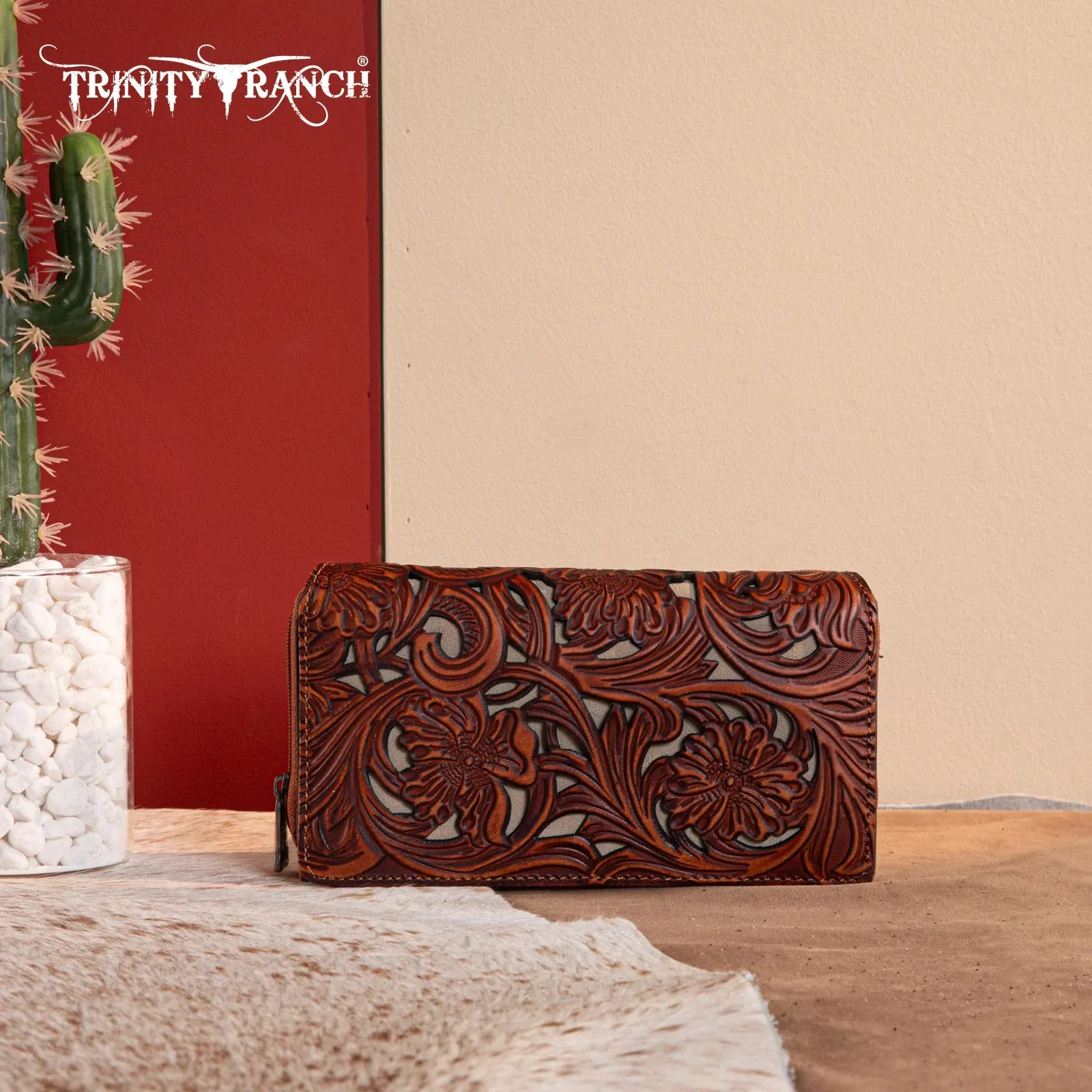 Trinity Ranch Floral Tooled Wallet