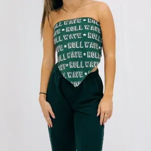 Tulane Roll Wave Stars Bandana Top